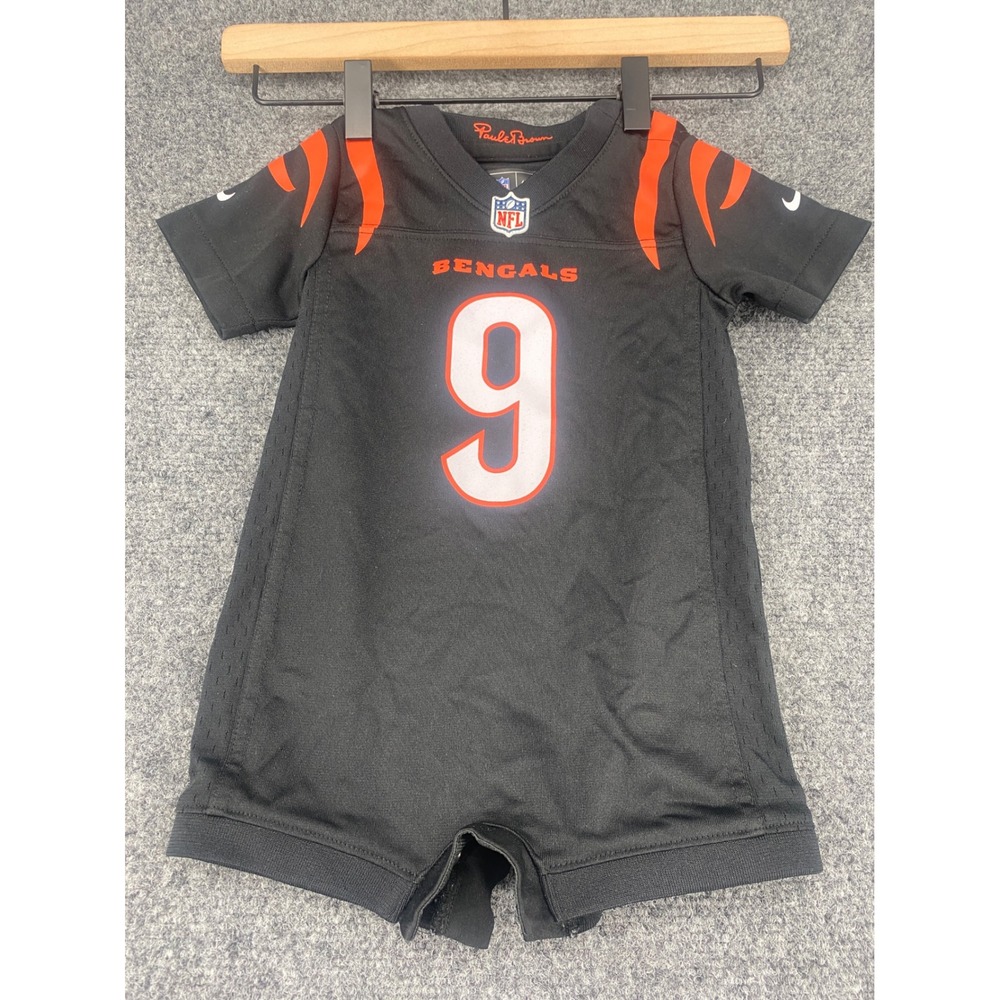 Nike Joe Burrow Cincinnati Bengals Jersey Romper Infant 12M Black NFL Football